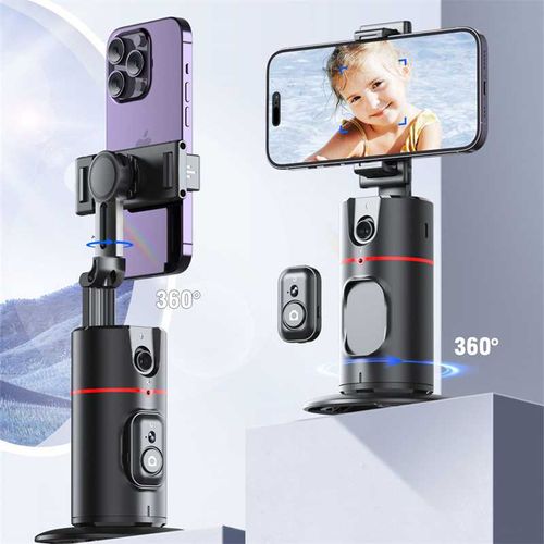 Portable Mobile Phone Gimbal Stabilizer, 360° Rotatable Auto Tracking Phone Holder with Remote