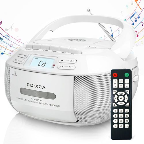 Portable CD and Cassette Player with AM FM Radio, Bluetooth Speaker
