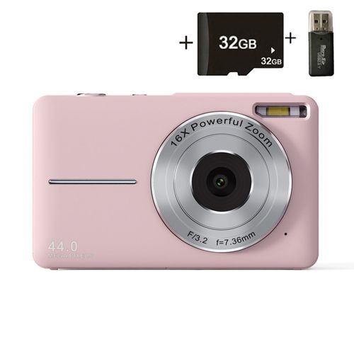 1080P 44MP Digital Camera with 32GB Memory Card, 16X Zoom Vlogging Camera