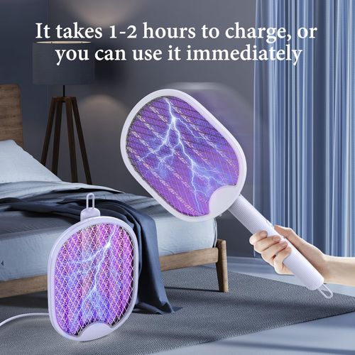 2PCS Foldable Electric Fly Swatter, Indoor Outdoor Bug Zapper Mosquito Insect Killer