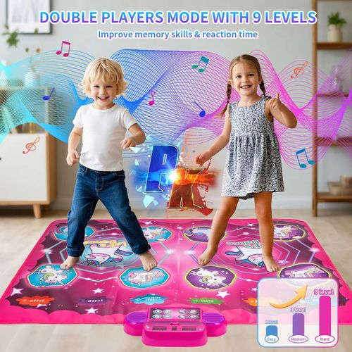 Dancing Blanket Kids Electronic Dance Mat Kid Floor Music Blanket Double Players Mode with 9 Levels Educational Toys