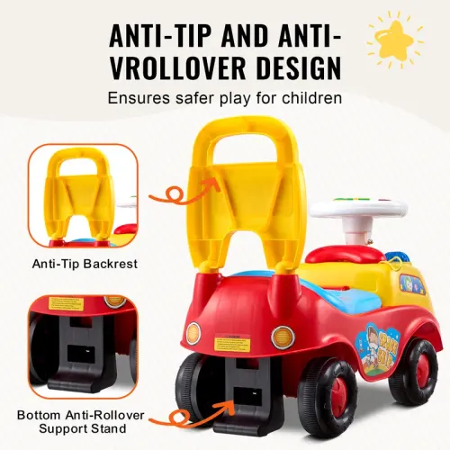 Ride On Push Car for Toddlers, Classic Kids Ride On Car with Music Steering Wheel, Horn & Under Seat Storage
