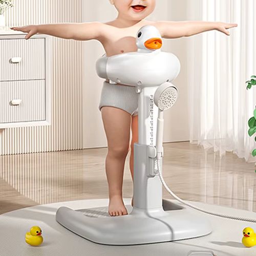 Portable Non-slip Duck Shaped Baby Bath Racks  Shower Helper Handle  Adjust Length   Send a stool!