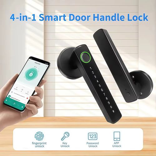 Tuya Smart Fingerprint Lock Financial Class Electronic Indoor Lock Password Key Tuya APP Bluetooth Unlock Bathroom Bedroom