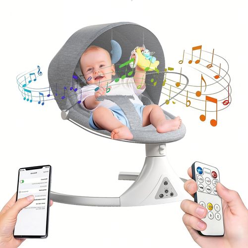 Electric Baby Swing with Remote Control Adjustable Portable Swing Rocker with Music & Timer