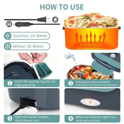 Electric Lunch Box with Fork Spoon & Insulated Bag, Quick Heating Lunch Boxes