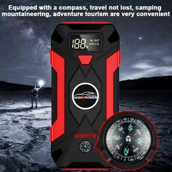 Car Jumper Start, Emergency Start Mobile Power Supply with Inflatable Pump