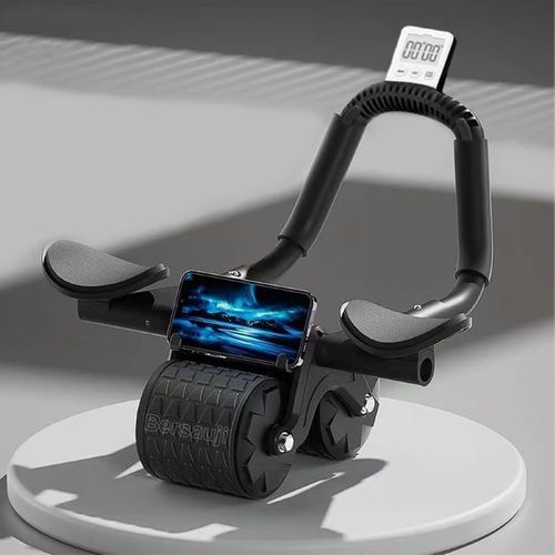 Automatic Rebound Ab Roller Wheel (with Knee Mat & Timer, Elbow Support)