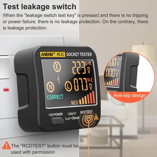 ⚡Digital Socket Tester Volt RCD Live Neutral Line NCV ⚡ Circuit Tester with LCD Display