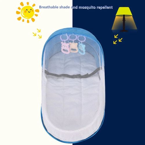 Portable Baby Crib, Foldable Outdoor Diaper Bag with Mosquito Net & Baby Lounger Mattress