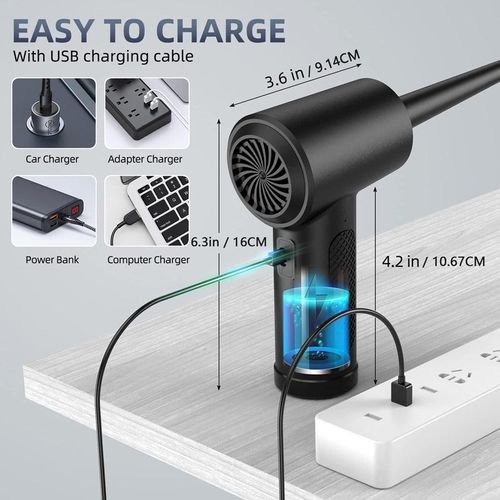 Portable Electric Air Duster, Rechargeable Cordless Air Blower with LED Light