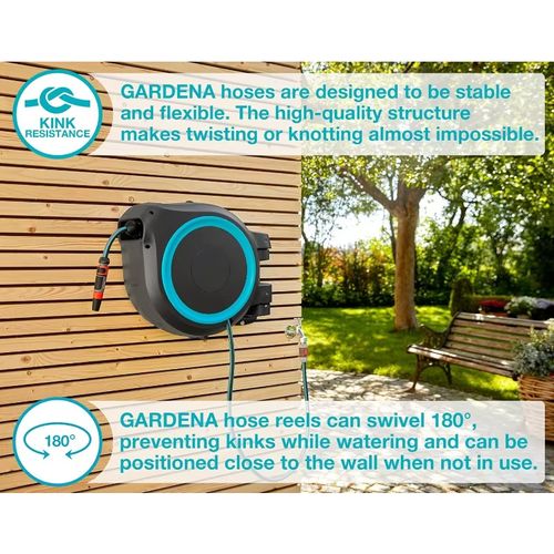 NEW 10m Automatic Retractable Garden Hose Reel—Wall-Mount, 180° Rotate + Free Nozzle!