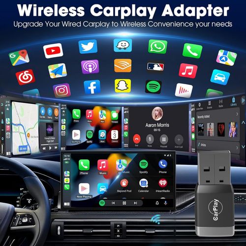 2 in 1 Wireless Carplay Adapter-Compatible with iPhone and Android Devices.