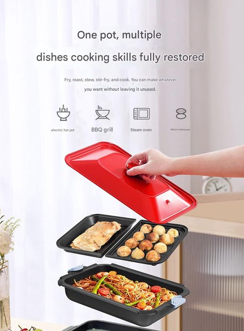 Multifunctional pot Household electric hot pot Electric steamer Split cooking integrated frying pan