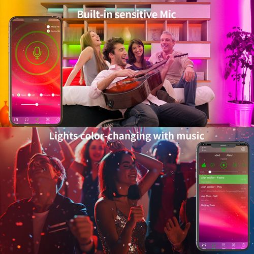 Led Light Strip Music Sync RGB Color Changing Bluetooth Led Lights