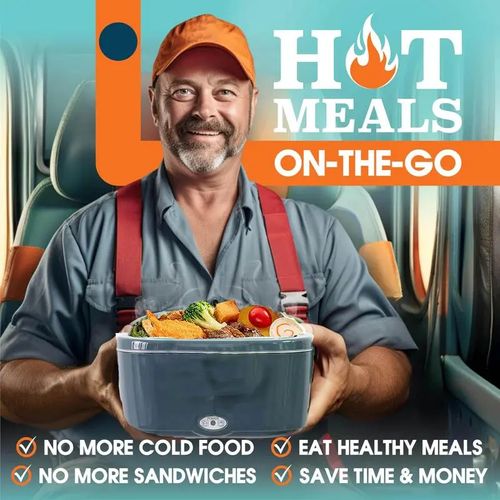 Electric Lunch Box with Fork Spoon & Insulated Bag, Quick Heating Lunch Boxes