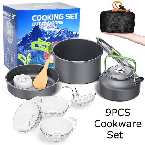 Picnic Cookware Kit, Outdoor Portable Alumina Pot Frying Pan Set