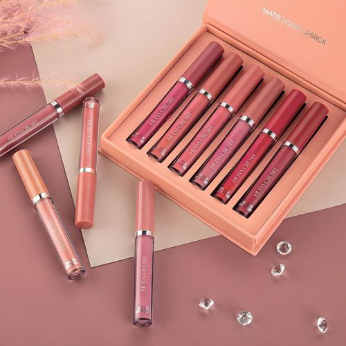 6Pcs Matte Liquid Lipstick Set, Waterproof Long-Lasting Lip Gloss