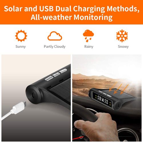TPMS Tyre Solar Tire Pressure Monitoring System, Wireless LCD Display Tire Pressure Alarm