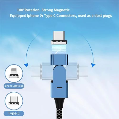 PD100W 2M  Fast Charging 2-in-1 180° Rotation Magnetic Charging Cable For Iphone,Type C Devices