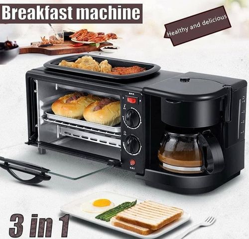 3 in 1 Breakfast Machine with Coffee Maker NonStick Grill Oven