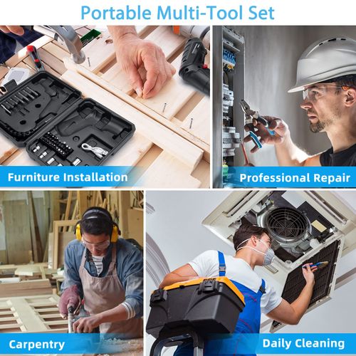 47PCS Electric Rechargeable Screwdrivers Cordless Screw Guns Drill Driver
