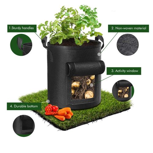 5PCS 10 Gallon Grow Bags for Vegetable Fruits, Thickened Planting Bag with Handle