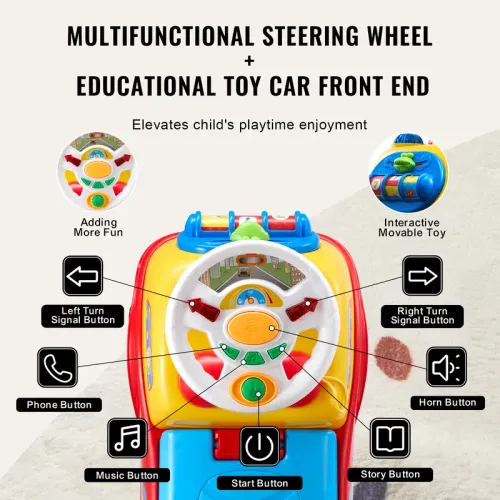 Ride On Push Car for Toddlers, Classic Kids Ride On Car with Music Steering Wheel, Horn & Under Seat Storage