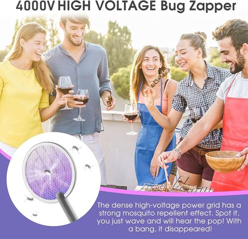 Electric Fly Swatter Mosquitoes Zapper, 2 in 1 Cordless Bug Zapper Insect Killer USB Rechargeable