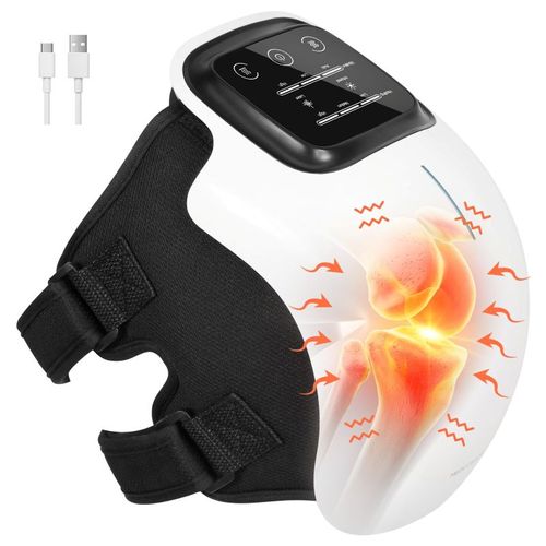 Cordless Heated Knee Massager 3 Heat & Vibration Modes for Knee Pain Relief