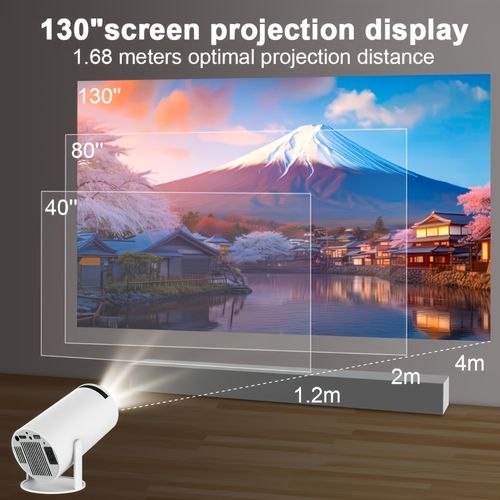 HY300 Pro Portable Projector, HD 1080P Multifunctional Projector for Home Cinema