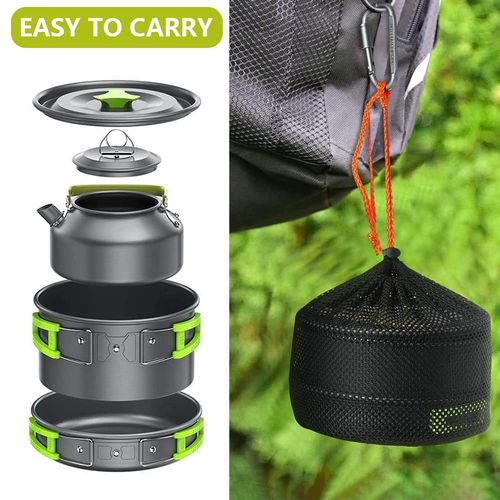 Picnic Cookware Kit, Outdoor Portable Alumina Pot Frying Pan Set