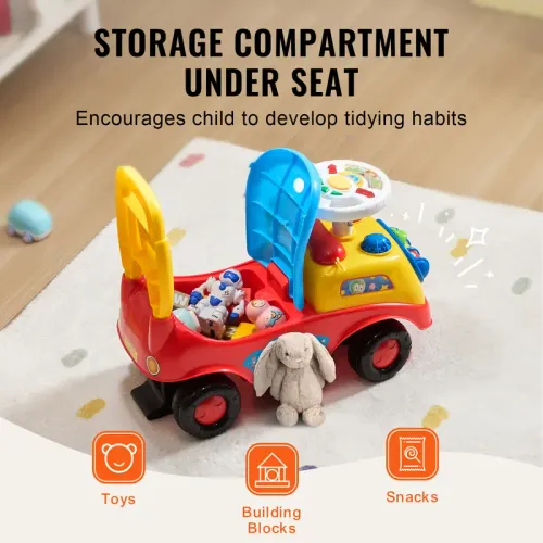 Ride On Push Car for Toddlers, Classic Kids Ride On Car with Music Steering Wheel, Horn & Under Seat Storage