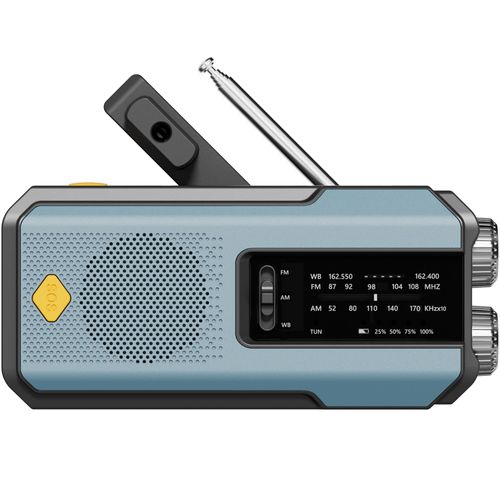 Hand-Crank Solar Emergency Radio with 2000mAh Power Bank LED Light