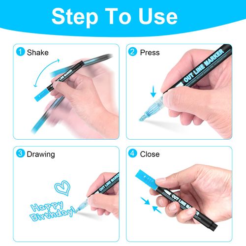 48 Colors Double Line Outline Markers, Glitter Writing Drawing Pens for Greeting Card, Doodling, DIY Art Crafts