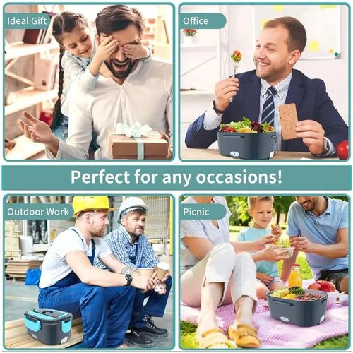 Electric Lunch Box with Fork Spoon & Insulated Bag, Quick Heating Lunch Boxes