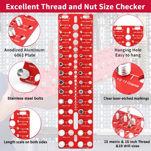 🎉Flash Deals 🎉 Universal ⚙️Nut 🔩Bolt Thread Checker, Bolt Size and Thread Gauge