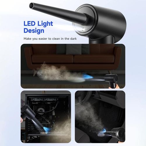 Portable Electric Air Duster, Rechargeable Cordless Air Blower with LED Light