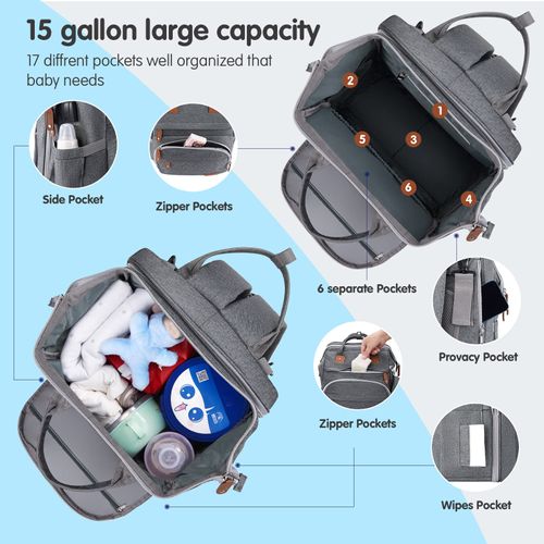 Portable Baby Crib, Foldable Mommy Bag Waterproof Diaper Bag with Mosquito Net
