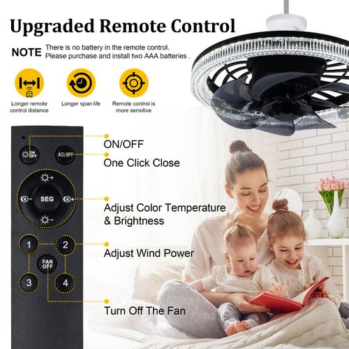 Socket Ceiling Fans with Lights, Dimmable Fan Light with Remote Control