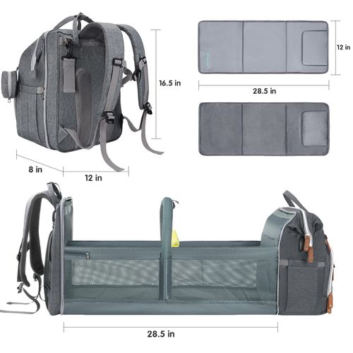 Portable Baby Crib, Foldable Mommy Bag Waterproof Diaper Bag with Mosquito Net
