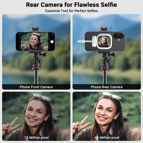 Vlogmate Mini Phone Vlog Selfie Monitor Screen, Phone Holder Clip Mount for Rear Camera Selfies Vlogging Live TikTok,Selfie Screen Compatible with iPhone Back Camera Monitor Screen