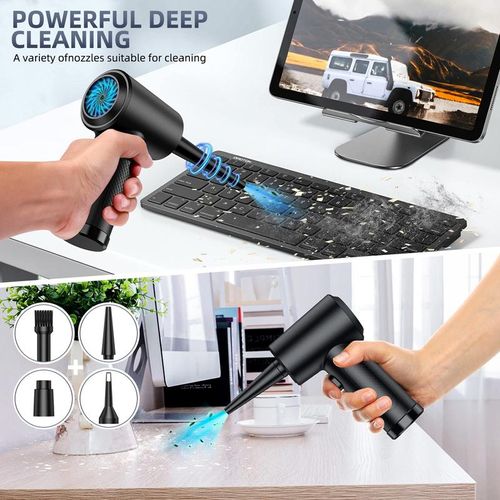 Portable Electric Air Duster, Rechargeable Cordless Air Blower with LED Light