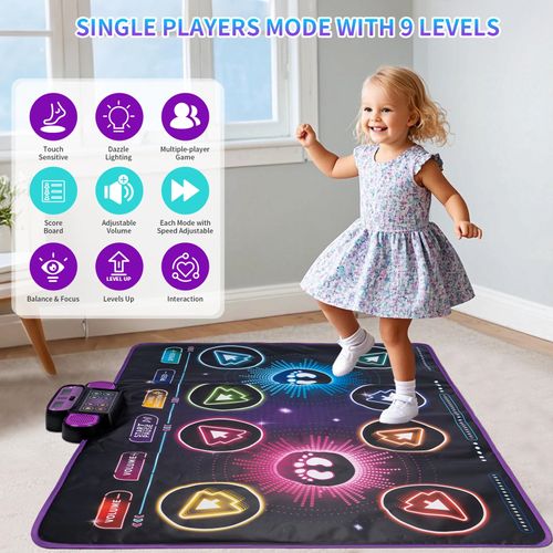 Dancing Blanket Kids Electronic Dance Mat Kid Floor Music Blanket Double Players Mode with 9 Levels Educational Toys