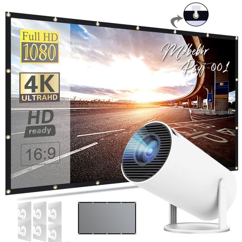 📽️ Home Theater Projector Set, Wi-Fi Bluetooth Projector with 80'' Screen