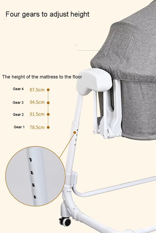 Adjustable height bedside sleeper crib with remote control rocking crib electric
