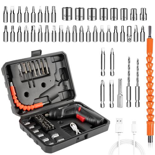 47PCS Electric Rechargeable Screwdrivers Cordless Screw Guns Drill Driver