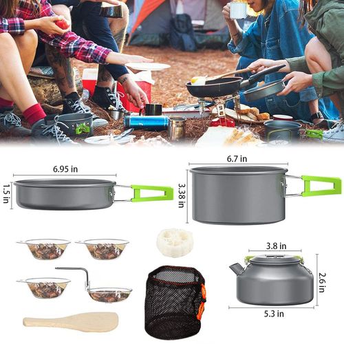 Picnic Cookware Kit, Outdoor Portable Alumina Pot Frying Pan Set