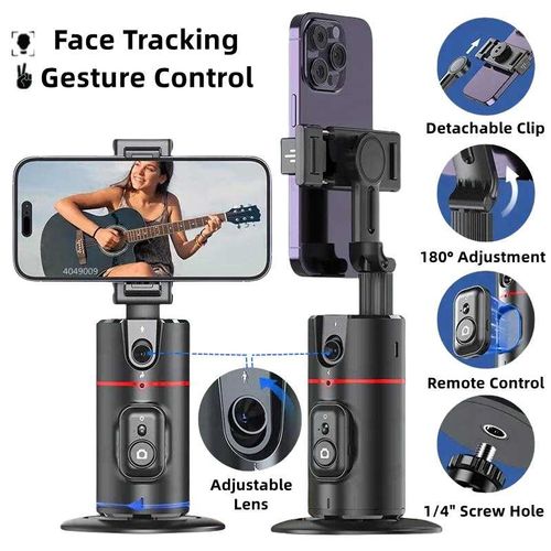 Portable Mobile Phone Gimbal Stabilizer, 360° Rotatable Auto Tracking Phone Holder with Remote