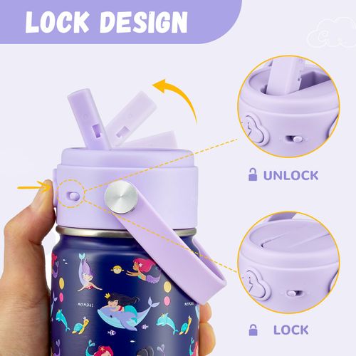 360ml Kids Insulated Water Bottle, BPA Free Stainless Steel Portable Double Wall Vacuum Tumbler
